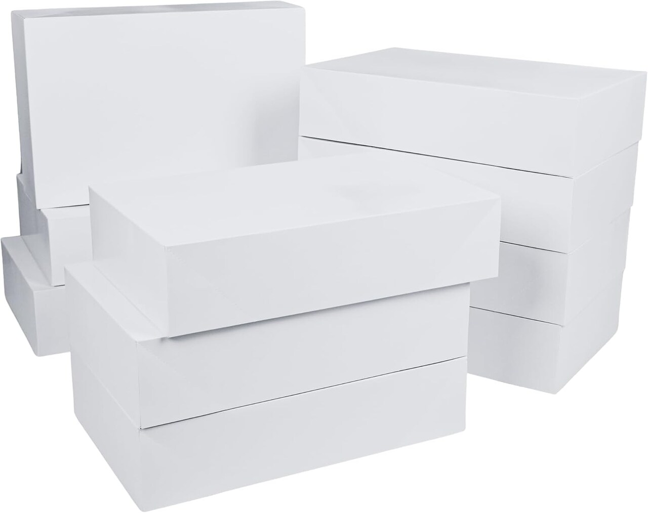 Premium 10 Piece Extra Large Gift Boxes for Presents - Premium White Gift Boxes with Lids at 4-inch Deep